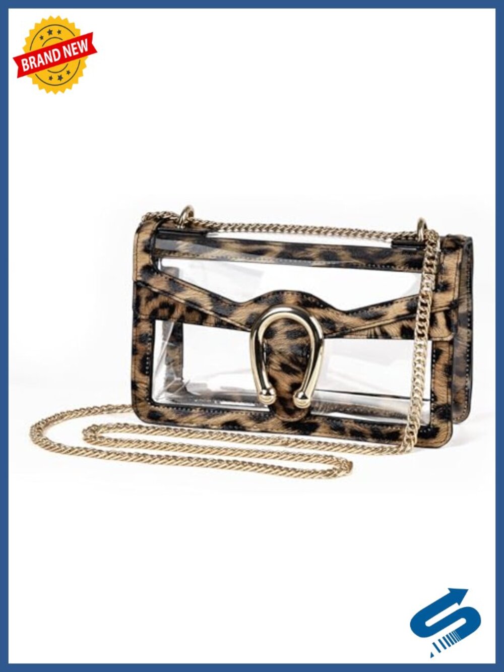 Stadium Approved Clear Crossbody Bag with Chain Strap, PVC Vegan Leather